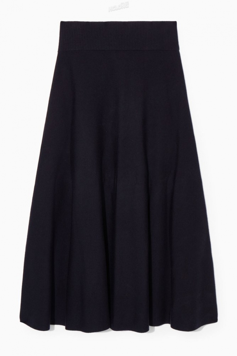 Navy COS Knitted Midi Skirt | FG58-T5DS