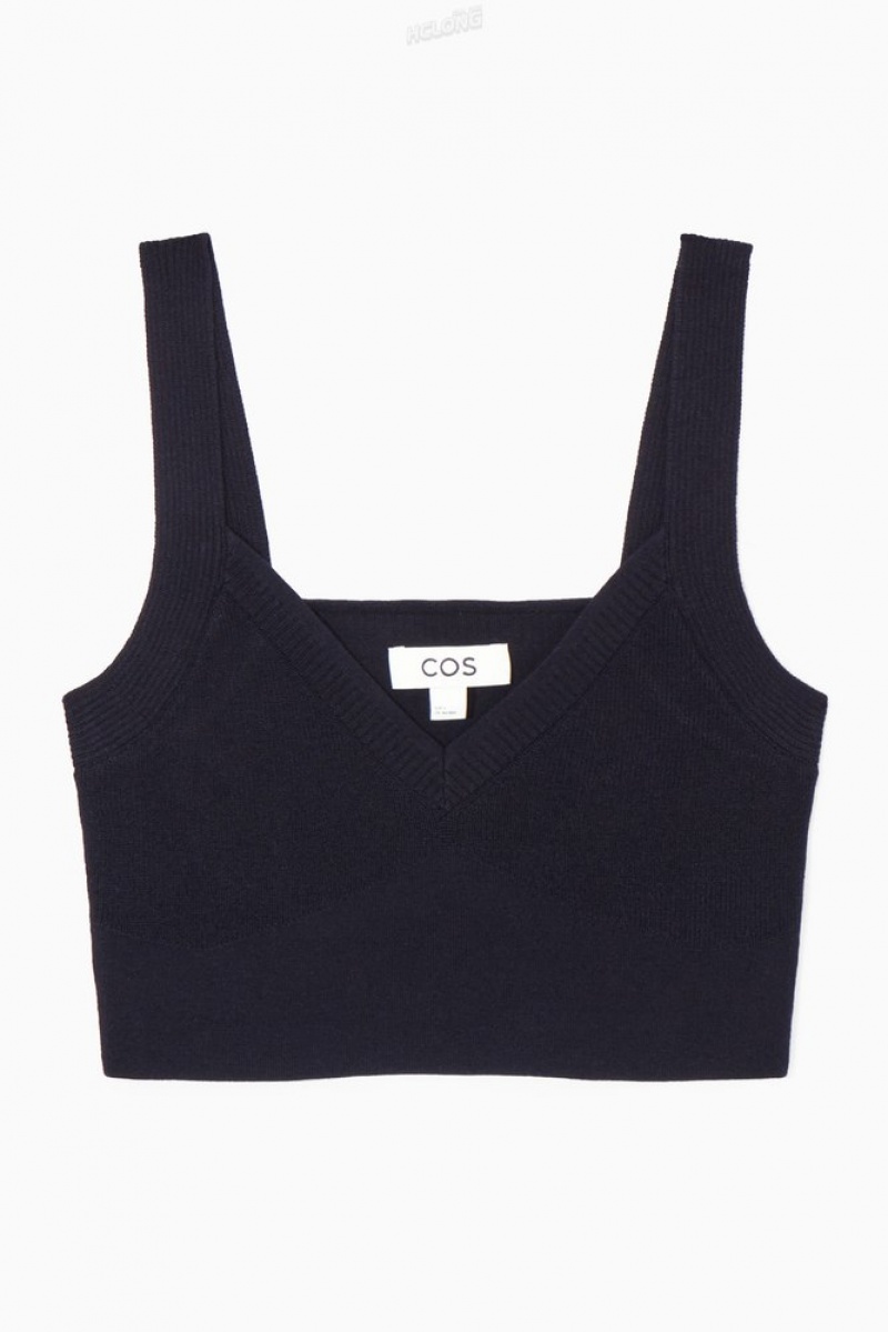 Navy COS Knitted V-Neck Bralette | OX09-R6VO