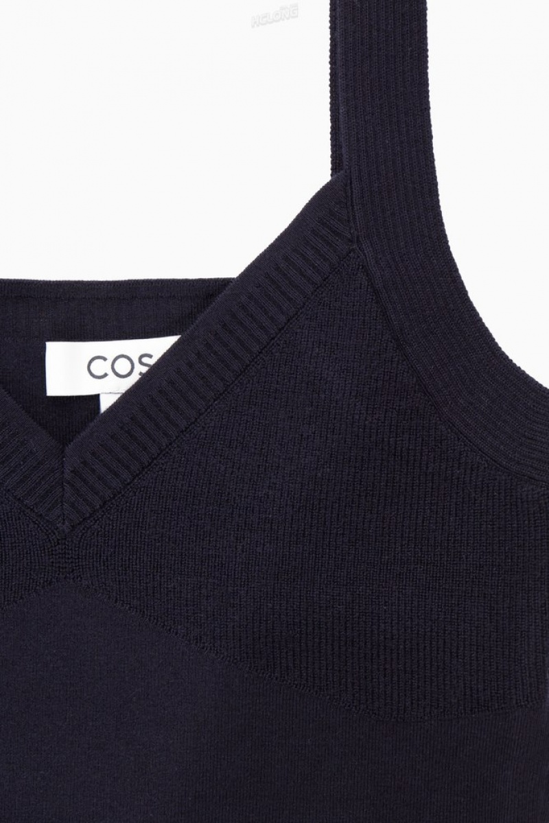 Navy COS Knitted V-Neck Bralette | OX09-R6VO