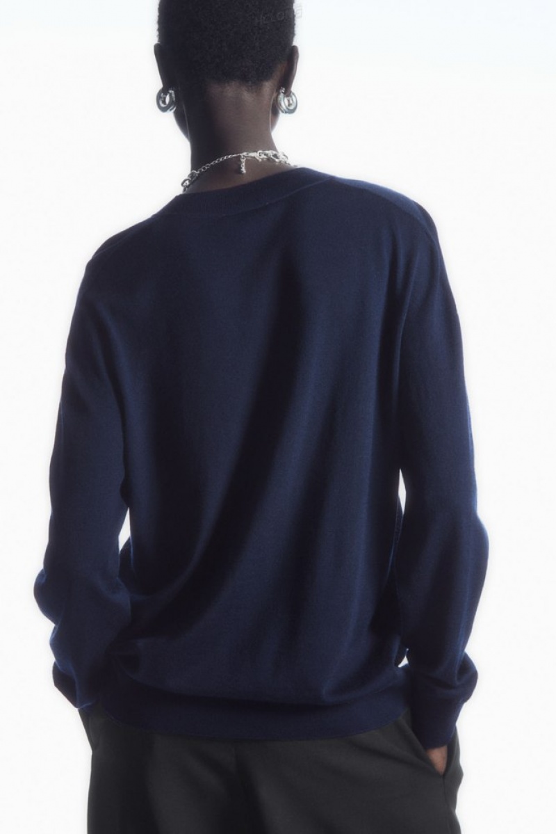 Navy COS Merino Wool Jumper | YQ41-U8US