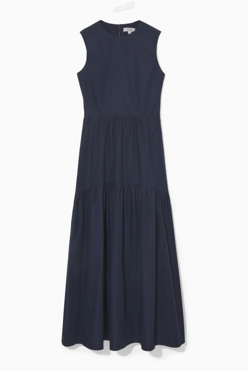 Navy COS Open-Back Tiered Dress | LF48-T4FK