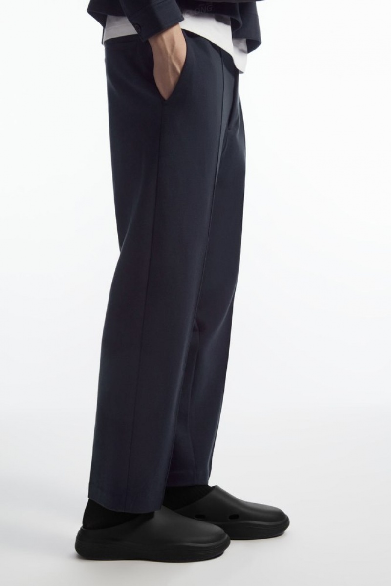 Navy COS Pintucked Pull-On Jersey Pants | SC39-T0FP