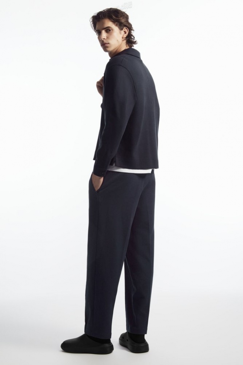 Navy COS Pintucked Pull-On Jersey Pants | SC39-T0FP