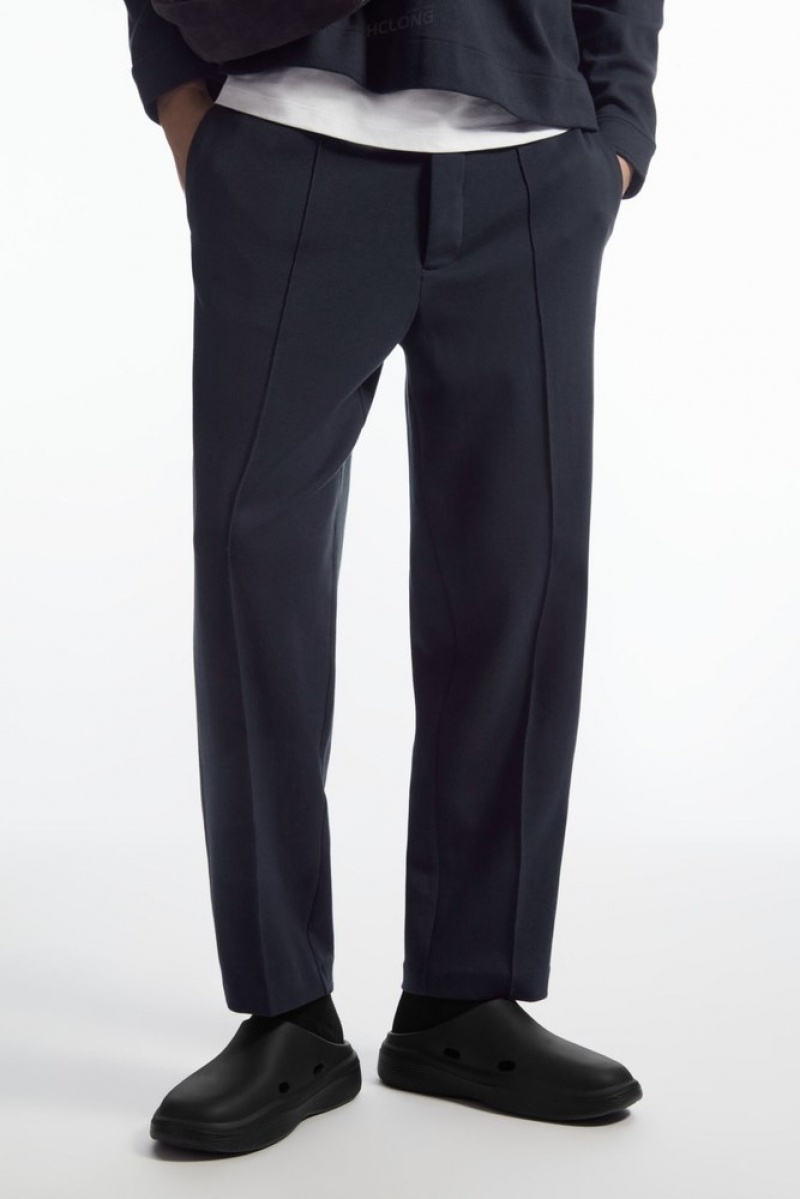 Navy COS Pintucked Pull-On Jersey Pants | SC39-T0FP