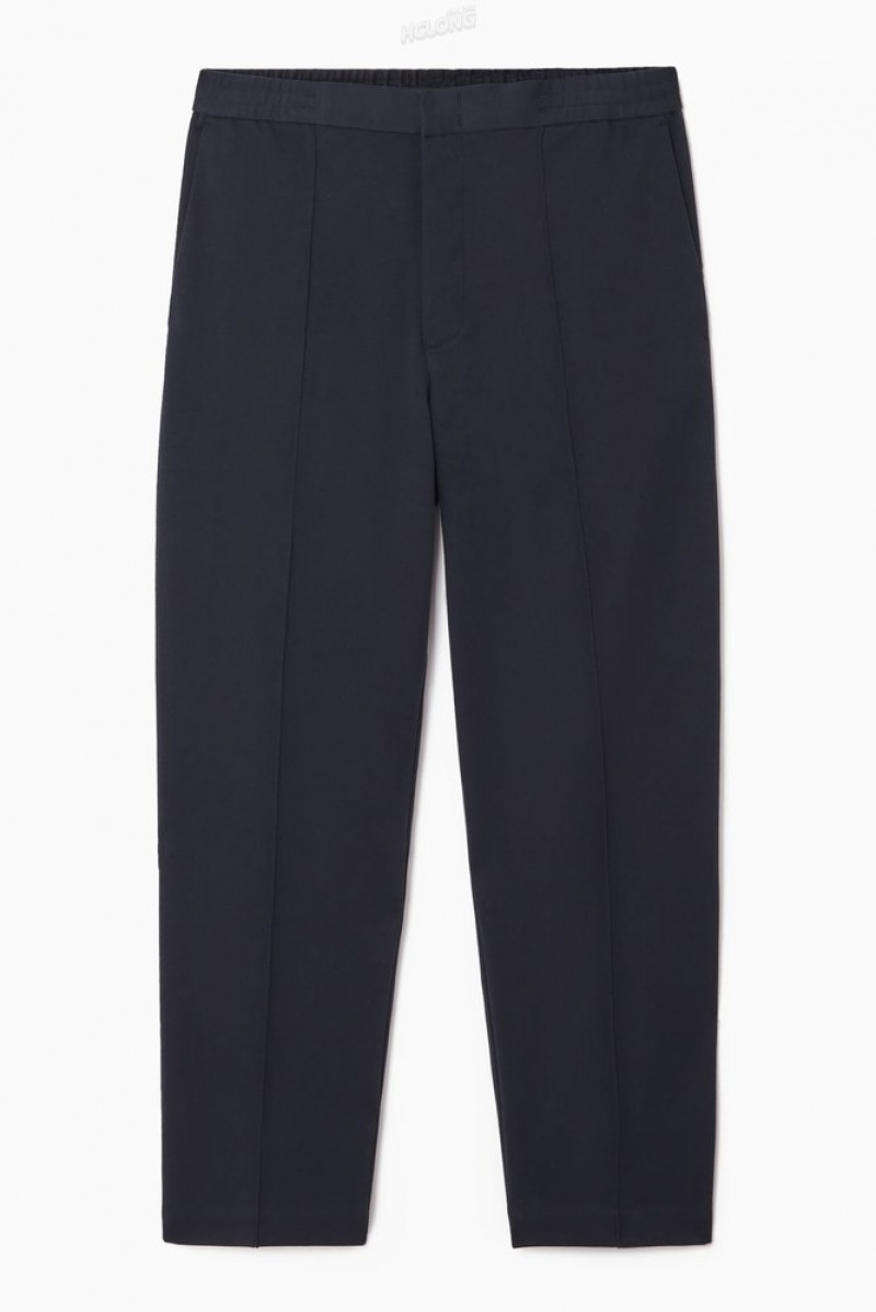 Navy COS Pintucked Pull-On Jersey Pants | SC39-T0FP