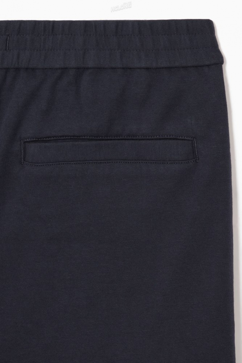 Navy COS Pintucked Pull-On Jersey Pants | SC39-T0FP