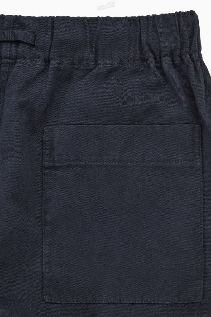 Navy COS Relaxed-Fit Drawstring Twill Trousers | NS64-X5BJ