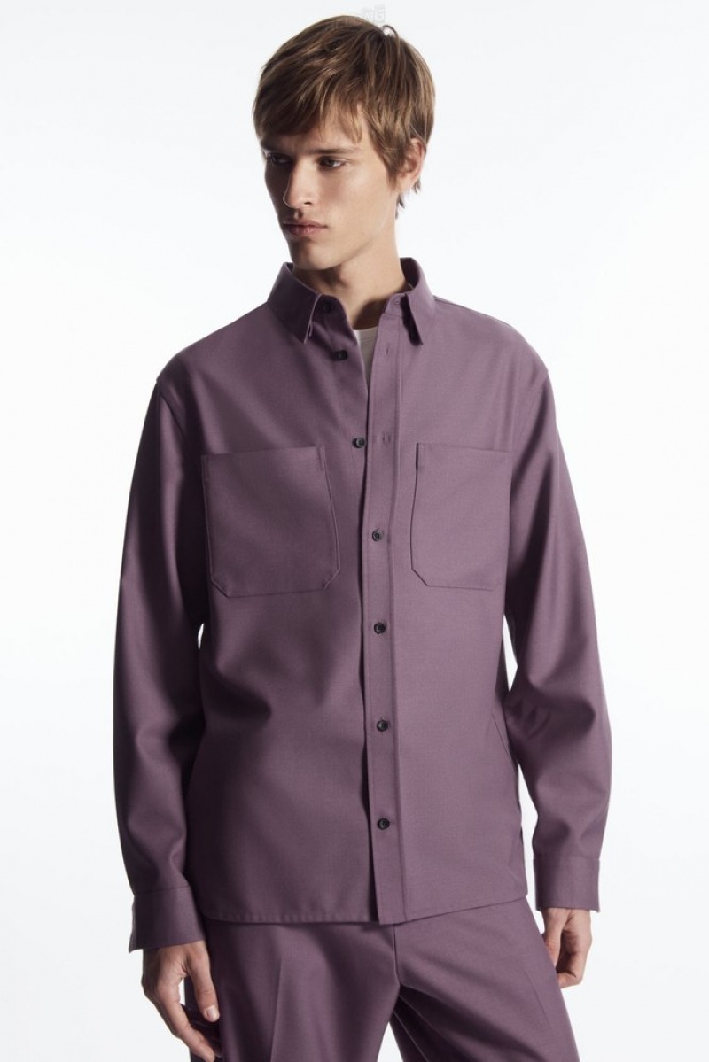 Navy COS Relaxed Utility Shirt | FV72-K6SG