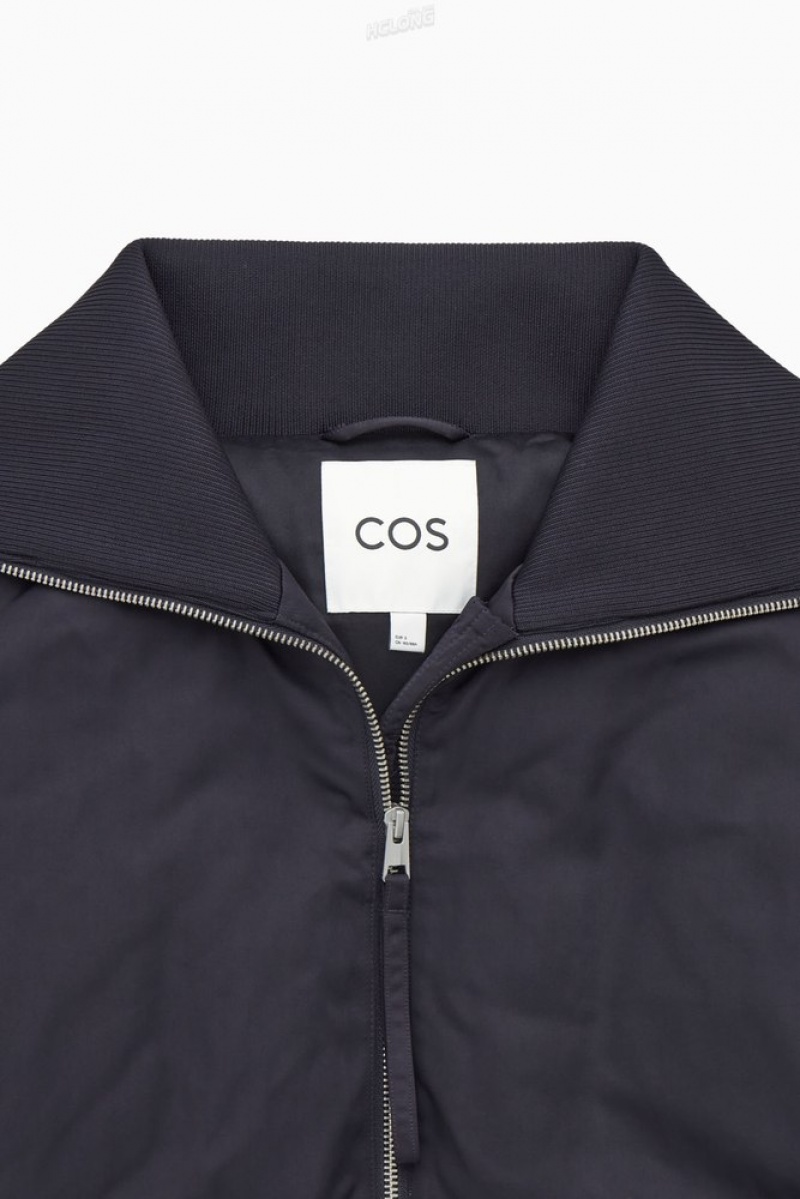 Navy COS Ribbed-Collar Puffer Jacket | TY24-P5VH