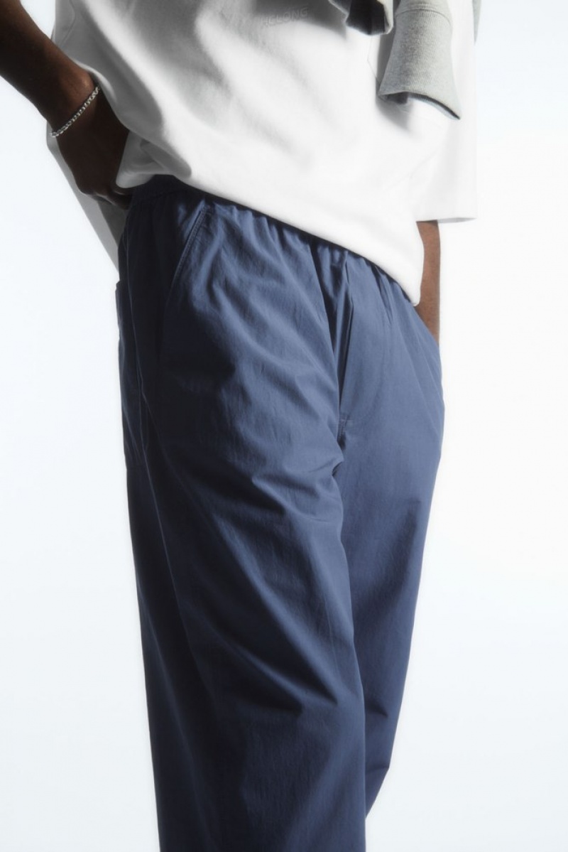 Navy COS Tapered Poplin Pull-On Trousers | KO88-I2OM