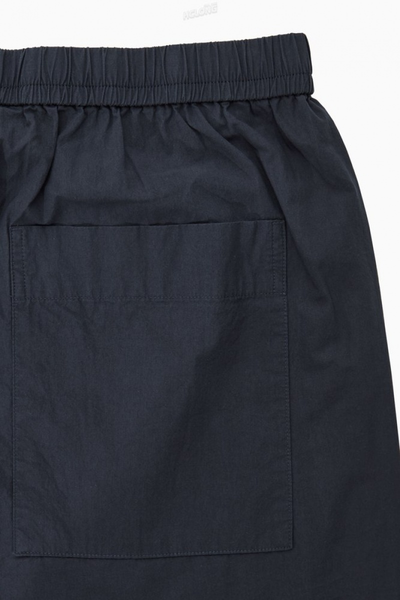 Navy COS Tapered Poplin Pull-On Trousers | AA12-N3XC