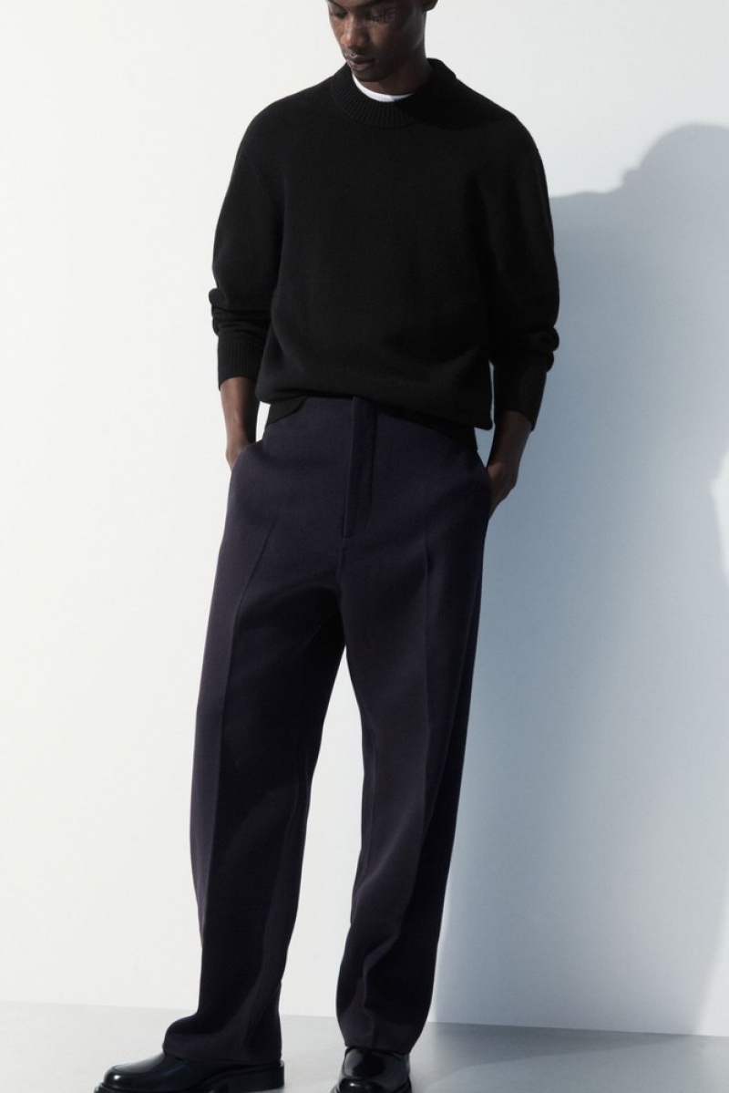 Navy COS The Relaxed Wool Trousers | YE13-Q3IE