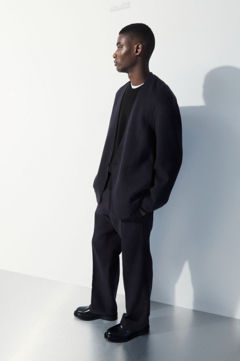 Navy COS The Relaxed Wool Trousers | YE13-Q3IE