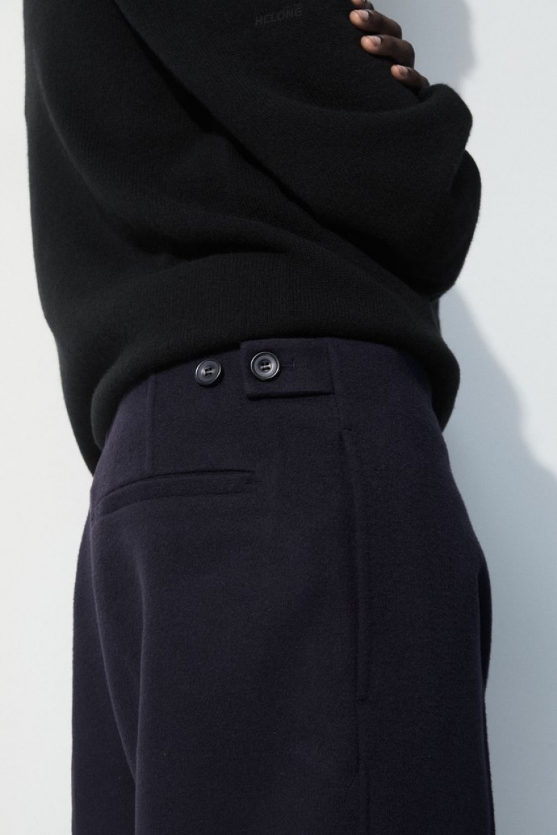 Navy COS The Relaxed Wool Trousers | YE13-Q3IE