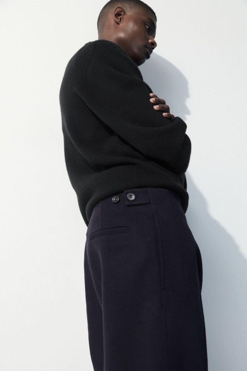 Navy COS The Relaxed Wool Trousers | YE13-Q3IE