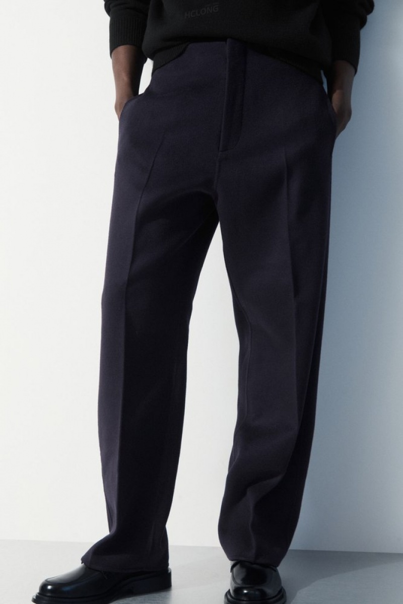 Navy COS The Relaxed Wool Trousers | YE13-Q3IE