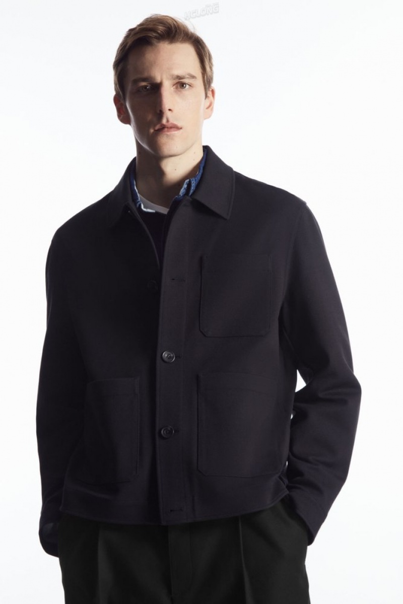 Navy COS Twill Utility Jacket | XF52-I5KY