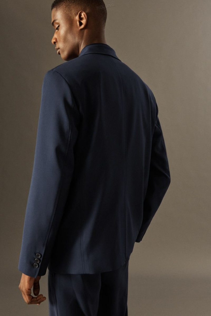 Navy COS Unstructured Lightweight Wool Blazer - Regular | AO31-Z6DG