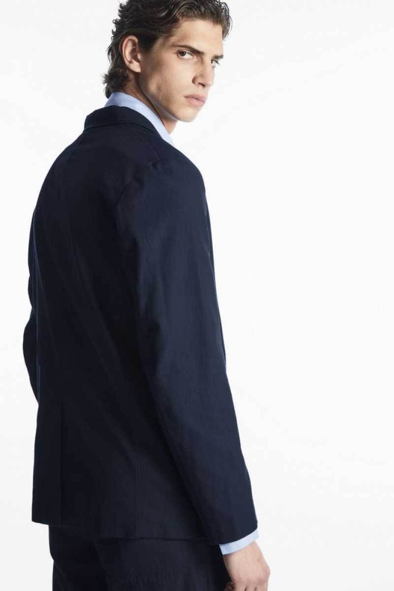 Navy COS Unstructured Single-Breasted Blazer | KT72-H0OU