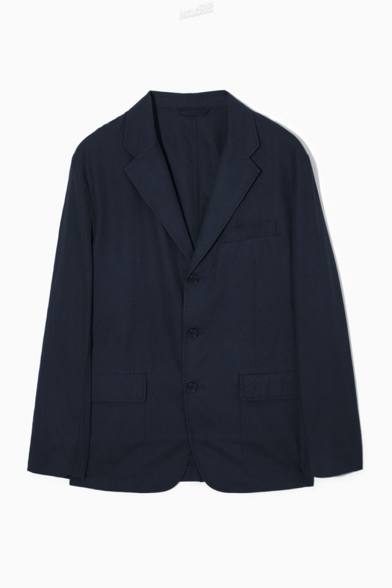 Navy COS Unstructured Single-Breasted Blazer | KT72-H0OU