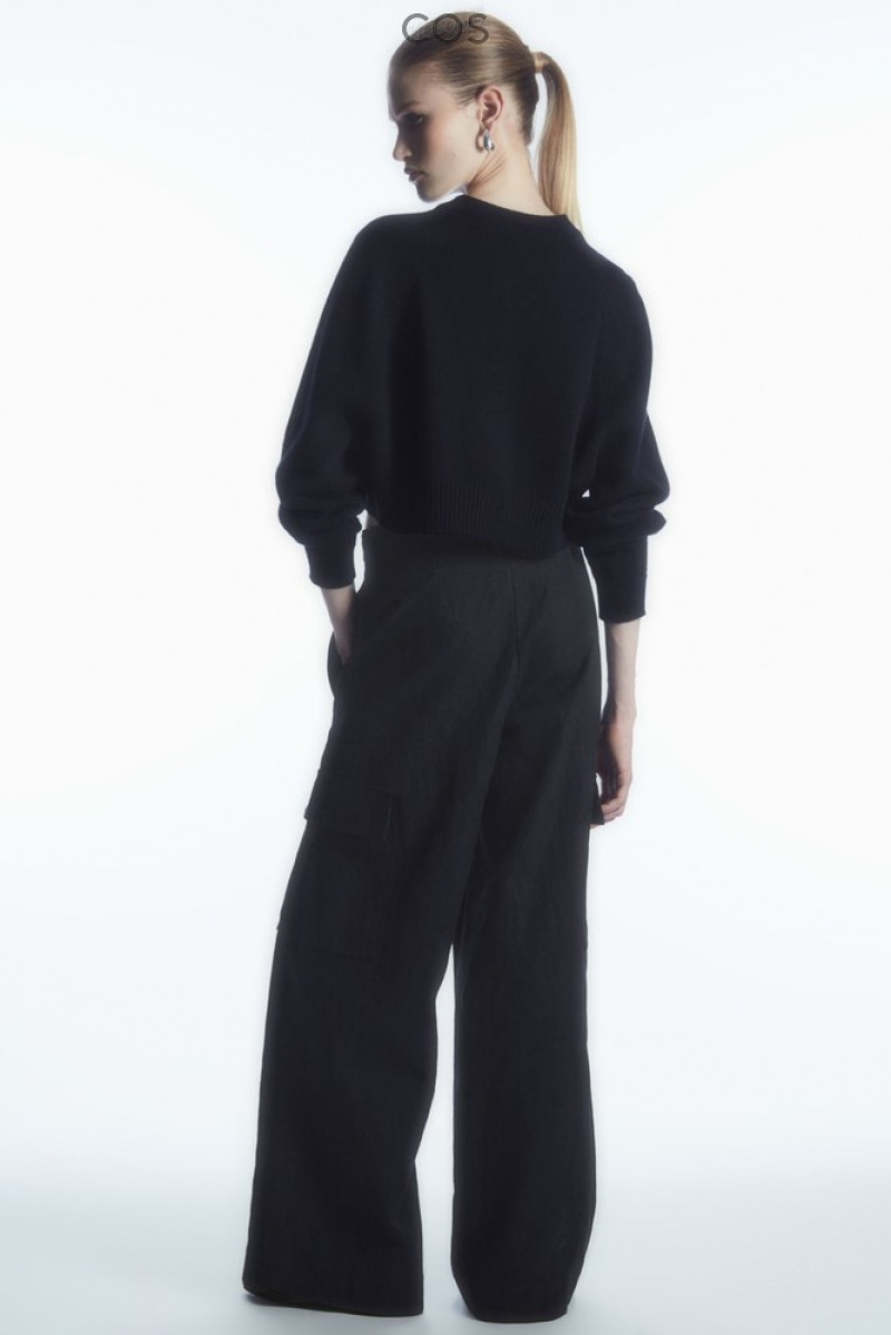 Navy COS Wide-Leg Cargo Pants | AI42-E1BL