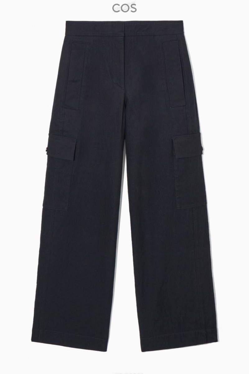 Navy COS Wide-Leg Cargo Pants | AI42-E1BL