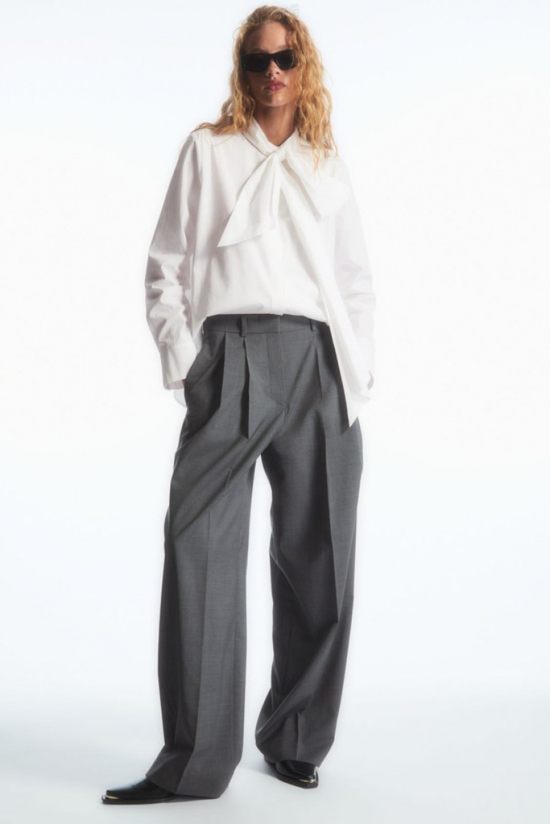 Navy COS Wide-Leg Tailored Wool Pants | CA02-C1QD