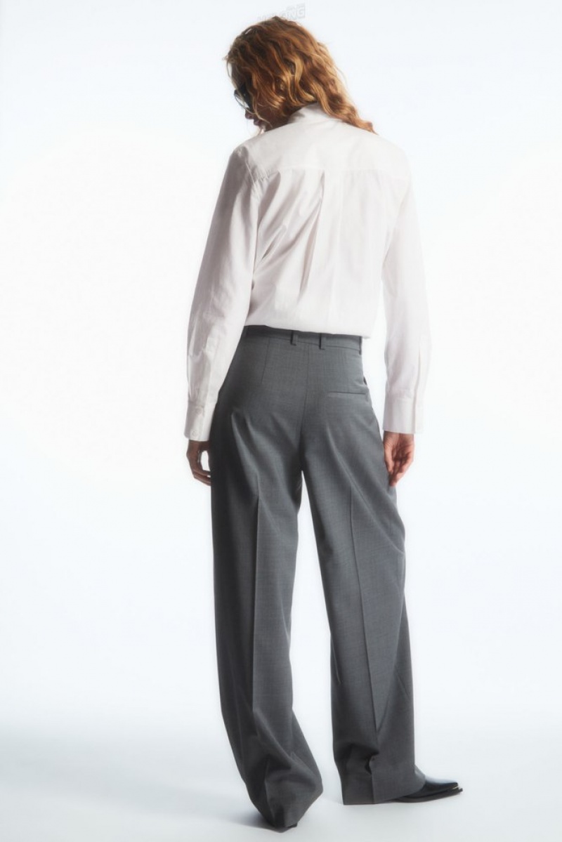 Navy COS Wide-Leg Tailored Wool Pants | CA02-C1QD