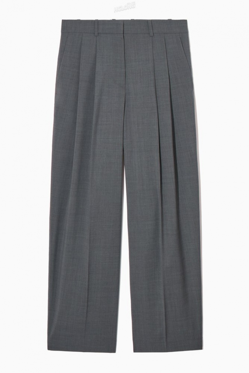 Navy COS Wide-Leg Tailored Wool Pants | CA02-C1QD