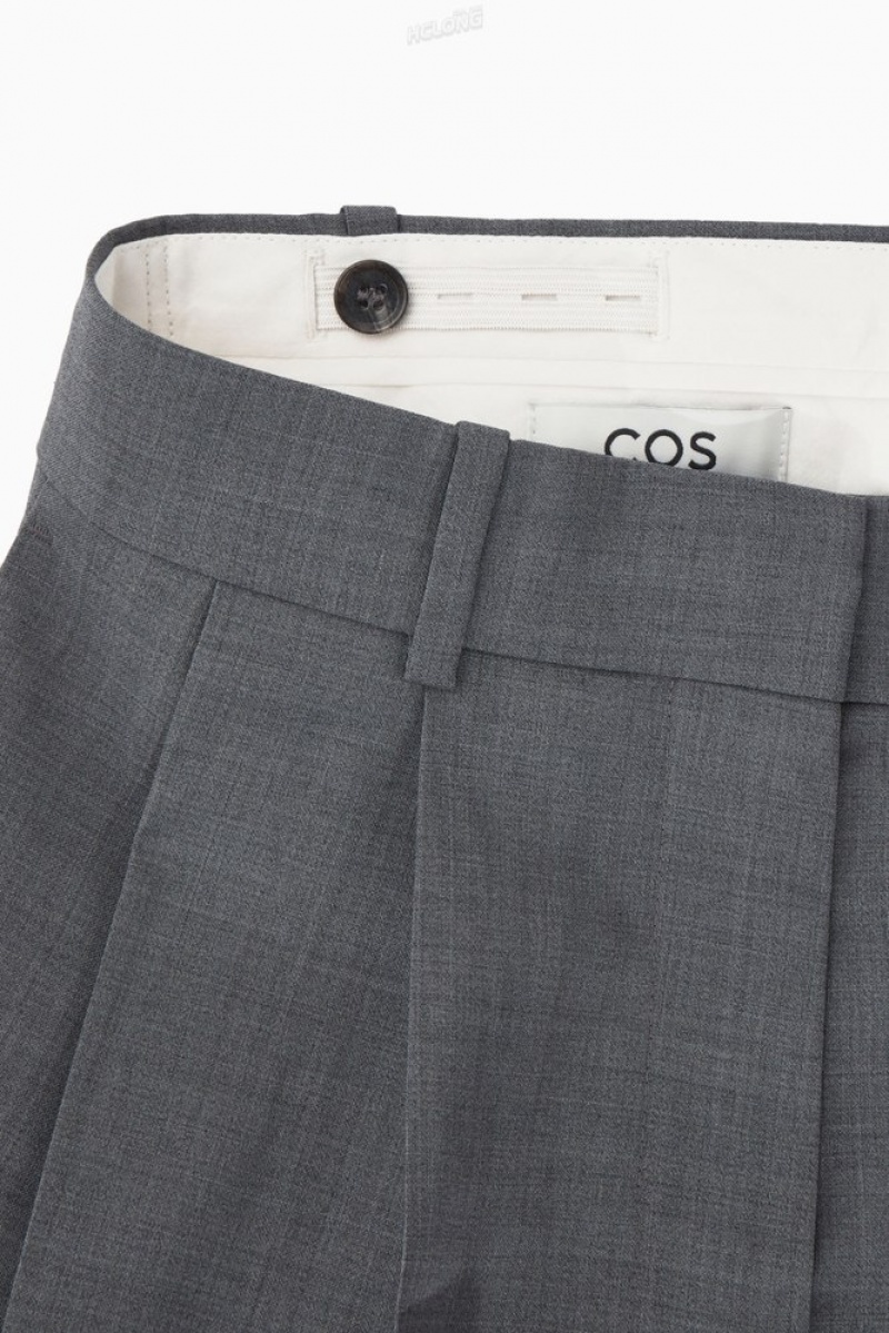 Navy COS Wide-Leg Tailored Wool Pants | CA02-C1QD