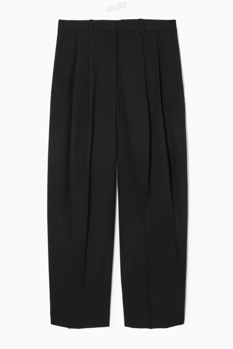 Navy COS Wide-Leg Tailored Wool Pants | GZ69-L0UK