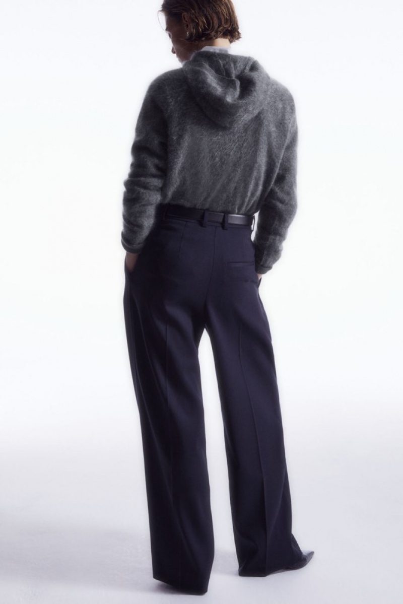 Navy COS Wide-Leg Tailored Wool Pants | HP04-K0QL