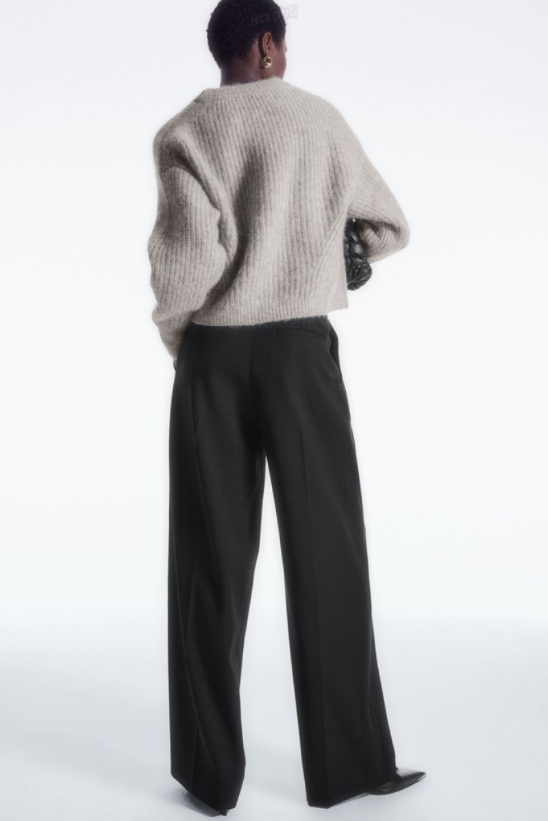 Navy COS Wide-Leg Tailored Wool Pants | LE44-J6PI