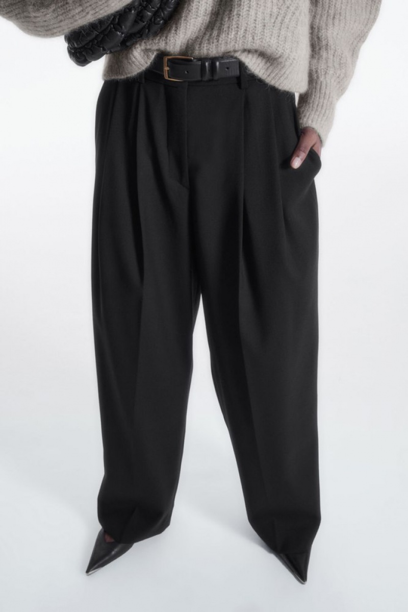 Navy COS Wide-Leg Tailored Wool Pants | LE44-J6PI