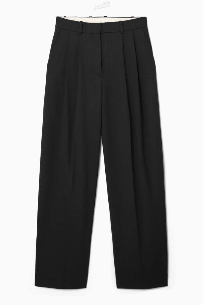 Navy COS Wide-Leg Tailored Wool Pants | LE44-J6PI