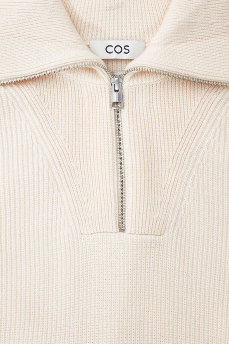 Navy COS Wool And Cotton-Blend Half-Zip Sweater | BZ22-Q9TI