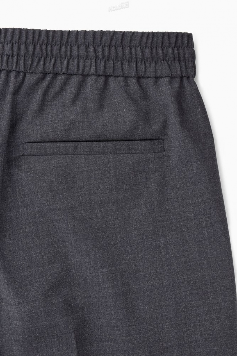 Navy COS Wool Drawstring Trousers | LV33-S7JV