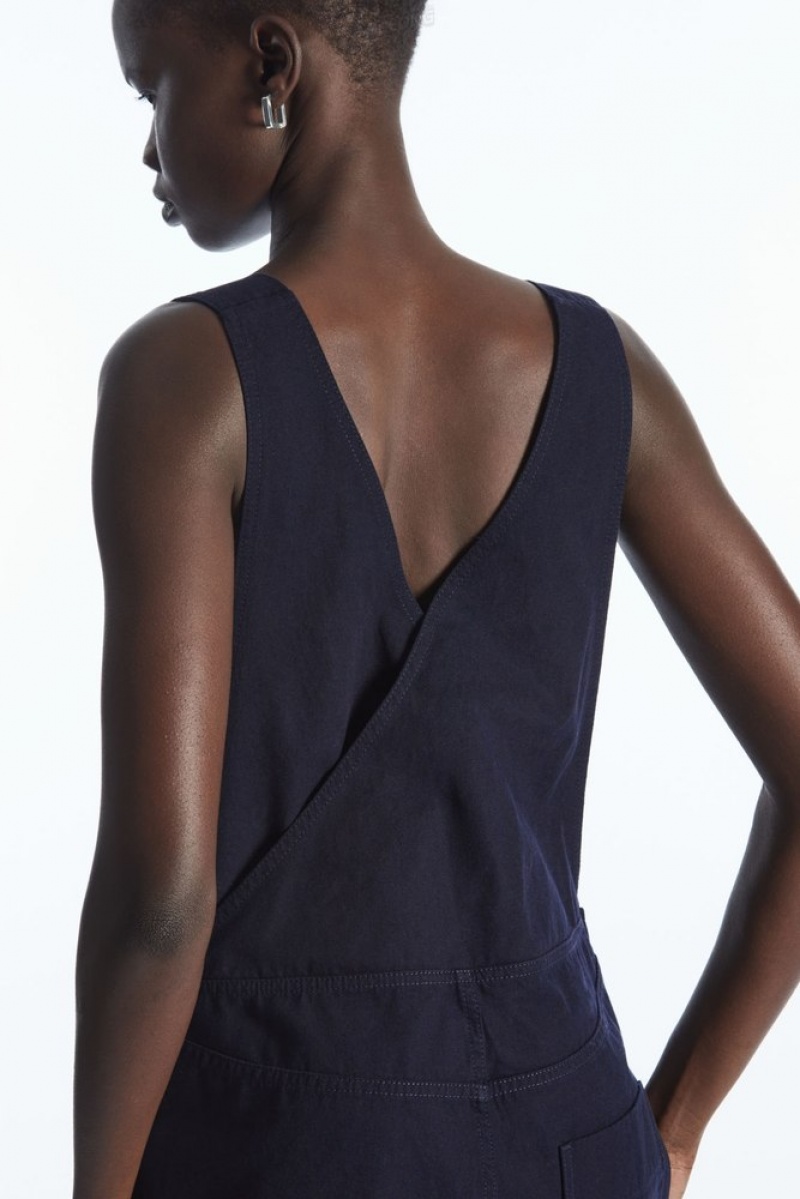 Navy COS Wrap-Back Wide-Leg Overalls | NN76-O7GH