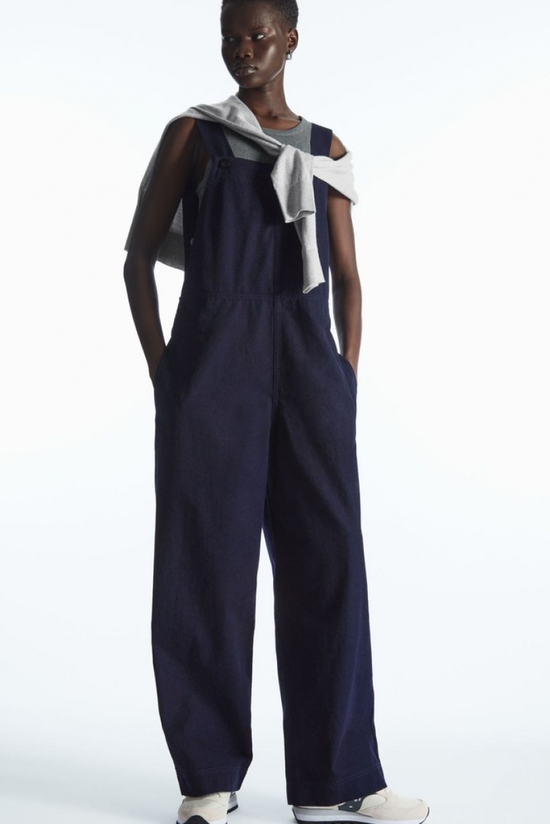 Navy COS Wrap-Back Wide-Leg Overalls | NN76-O7GH