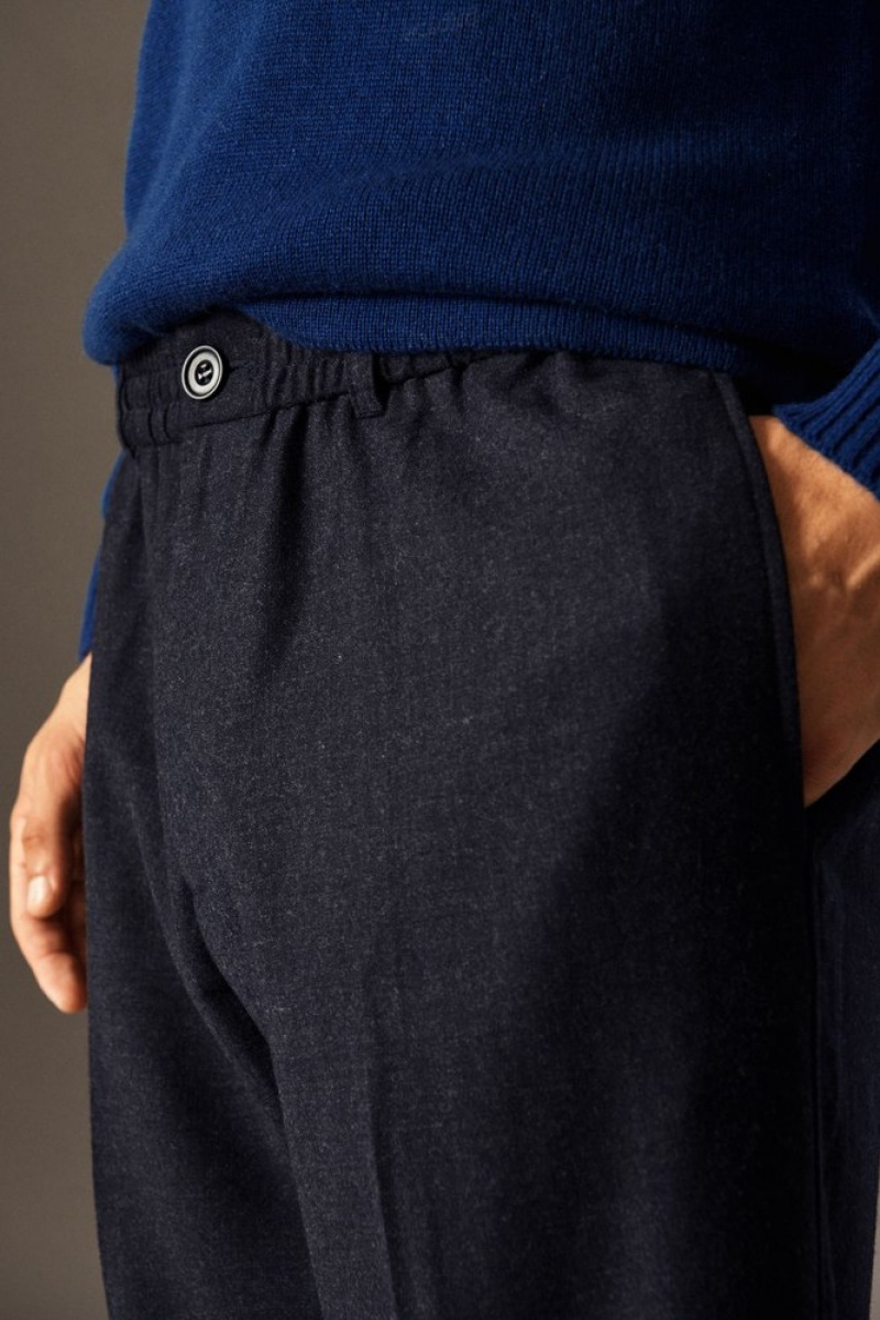 Navy MéLange COS Elasticated Wool-Flannel Pants - Tapered | DR43-Y1SN