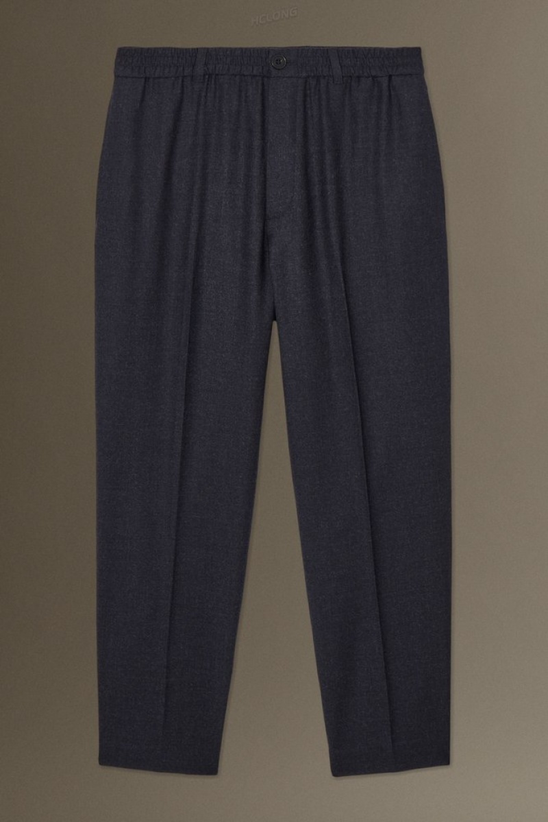 Navy MéLange COS Elasticated Wool-Flannel Pants - Tapered | DR43-Y1SN