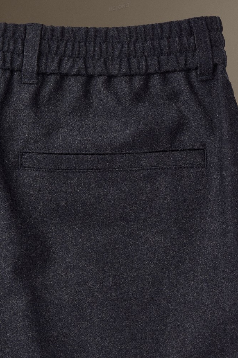 Navy MéLange COS Elasticated Wool-Flannel Pants - Tapered | DR43-Y1SN