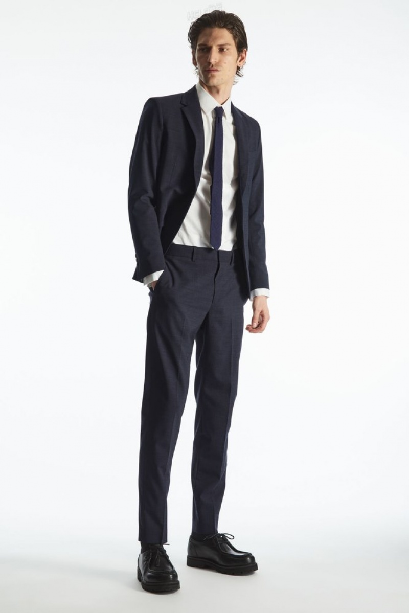 Navy MéLange COS MéLange Wool Blazer - Slim | ZJ41-Q1WU