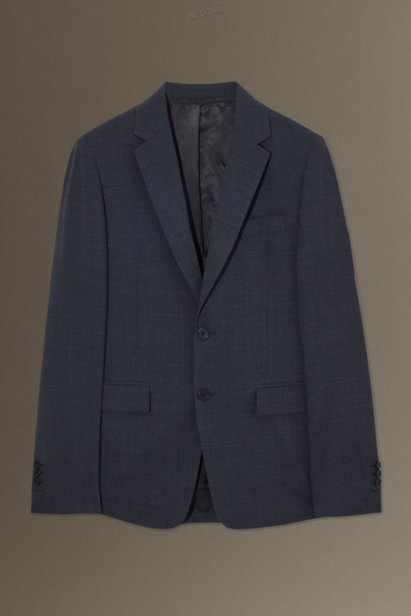 Navy MéLange COS MéLange Wool Blazer - Slim | ZJ41-Q1WU