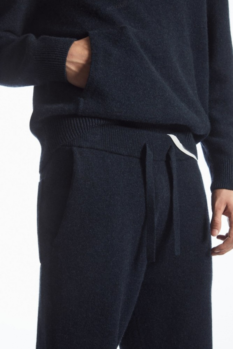 Navy MéLange COS Relaxed-Fit Pure Cashmere Joggers | PH35-X6YK