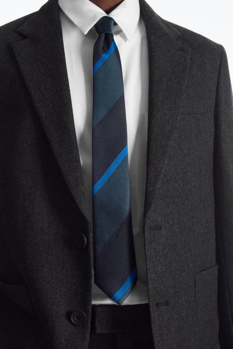 Navy / Blue / Striped COS Striped Pure Silk Tie | EV62-W5YP