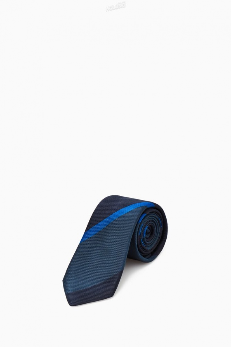 Navy / Blue / Striped COS Striped Pure Silk Tie | EV62-W5YP