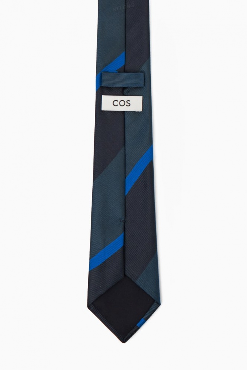 Navy / Blue / Striped COS Striped Pure Silk Tie | EV62-W5YP