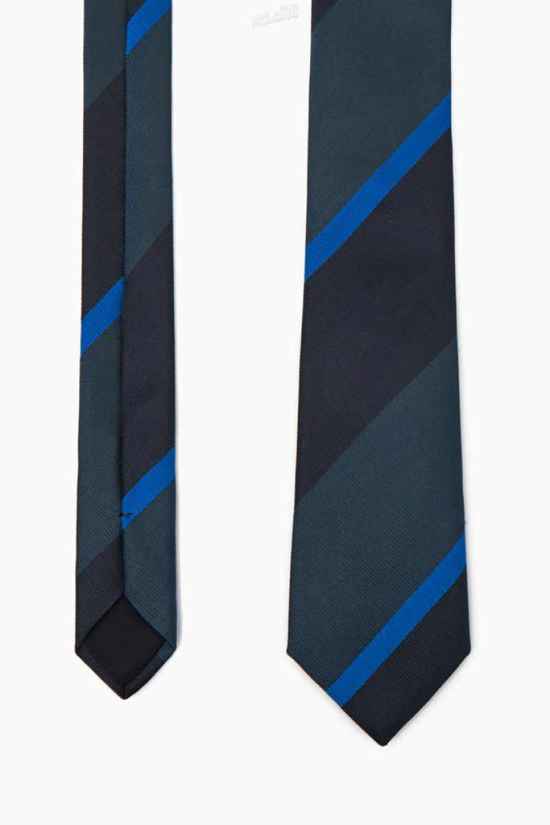 Navy / Blue / Striped COS Striped Pure Silk Tie | EV62-W5YP