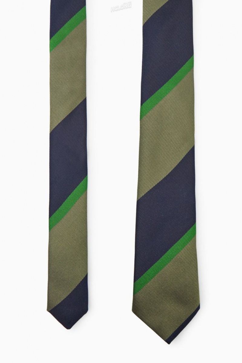 Navy / Blue / Striped COS Striped Pure Silk Tie | JT68-R2RB